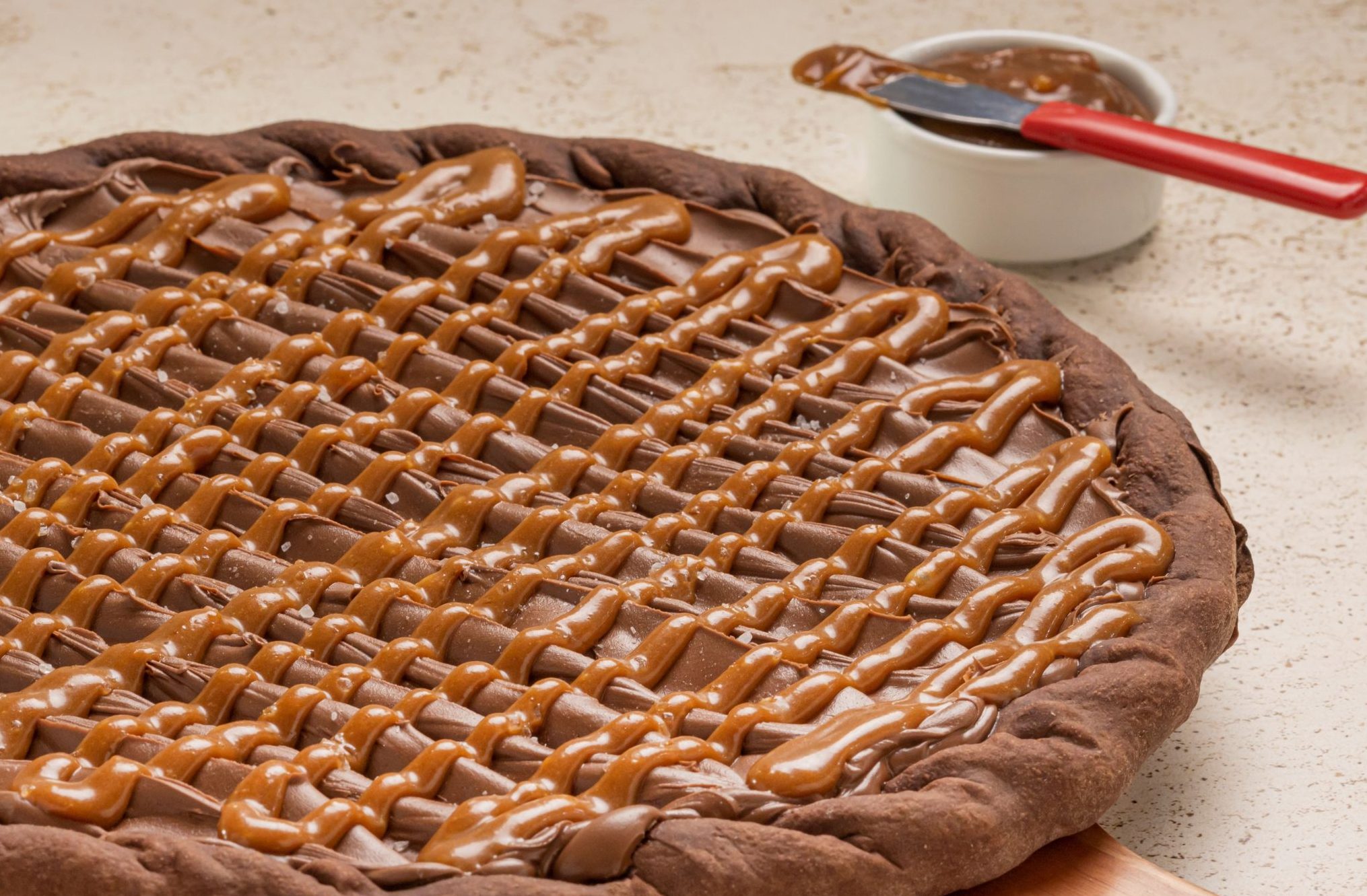 Pizza de chocolate com Caramelo Salgado